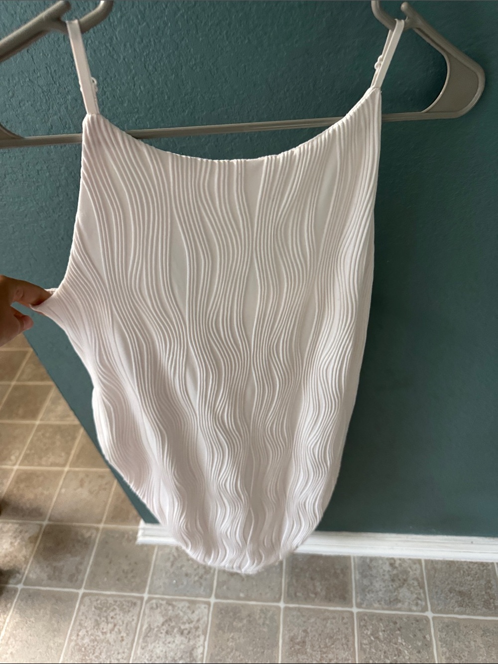 Girls' White Textured One-Piece Swimsuit - Minimal Strappy Design